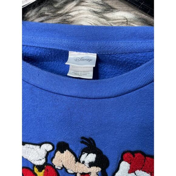 Mickey Mouse Donald Duck and Goofy Disney Embroidered Blue Sweater Women's M - Picture 3 of 4